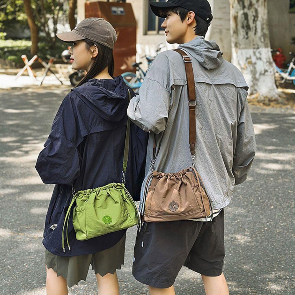 

Purse Nylon Shoulder Bag Korean Style Oxford Cloth Crossbody Bag Drawstring Bucket Bag Travel зелений