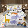 Funny Cartoon Animal Bedspread Queen/Full Kawaii Elephant Panda Coverlet Reversible Grey Quilted Bedding Set For Kids Teen Room