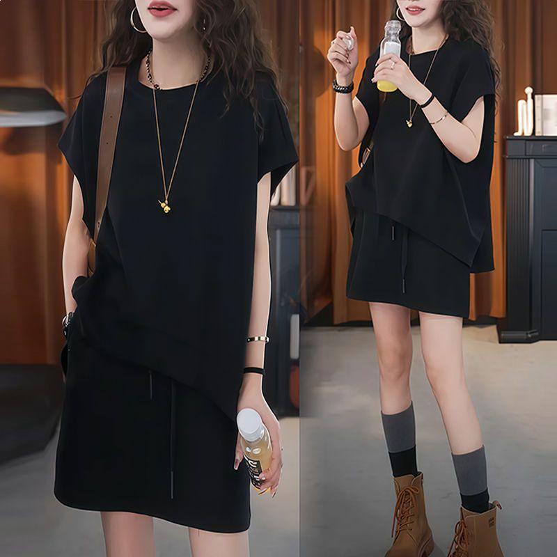 Korean Style Women's Summer Casual Sports Suit - T-shirt & Short Skirt Two-Piece Set