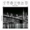 2D plan, 1 New York City skyline and Brooklyn Bridge wall sticker - Black and white New York night scene background