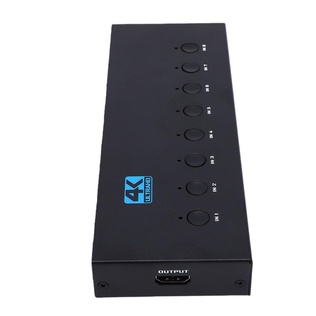 8X1 HD Multimedia Interface Switch Supports 4K 30Hz HDR HDCP 3D 1080P HD Switch Selector with Remote Control for TV PC