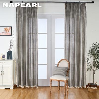 1 Stück Einfacher und vielseitiger grauer Halbverdunkelungsvorhang mit Quastenranddekoration für kleine Fenster, Balkone, Schlafzimmer und Wohnzimmer, Heimdekoration