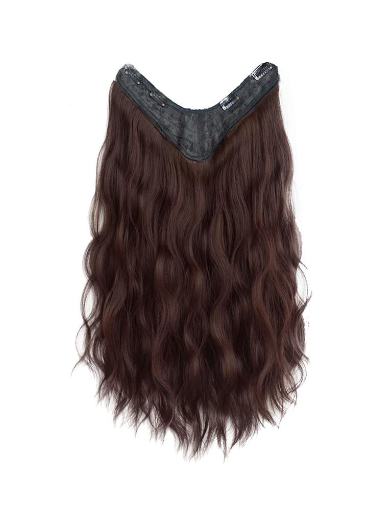 Bybrana V-shaped water ripple hair extensions black brown synthetic wig