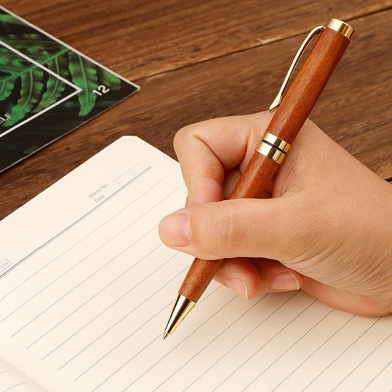 Retro Brass & Wood Twist Ballpoint Pen - Medium Oil for Signature & Business Gifts