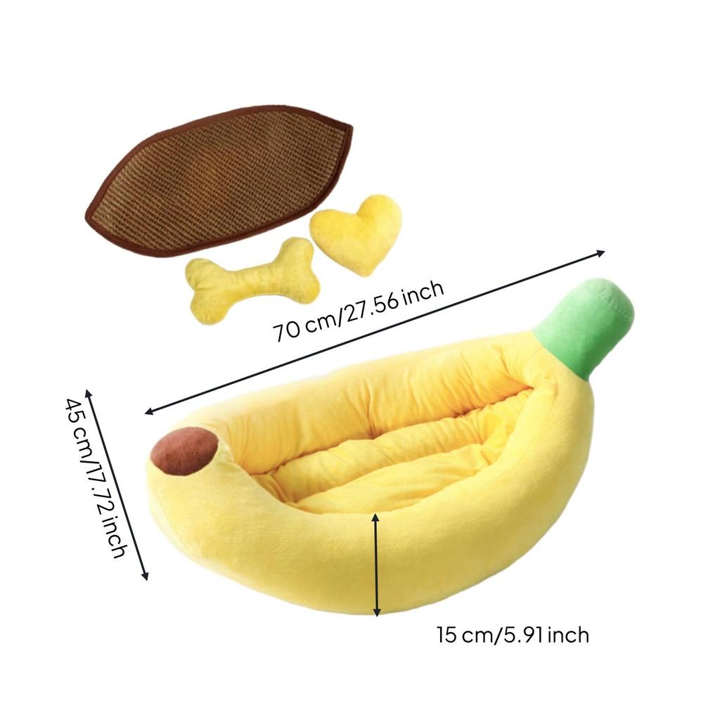 Banana Pet Bed Cute Nest with Cushions Ultra-Soft for Cats, Young Dogs