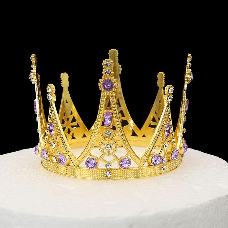 Original Baroque Round Crown Alloy Tiara Birthday Bride Cake Decoration Crown Children