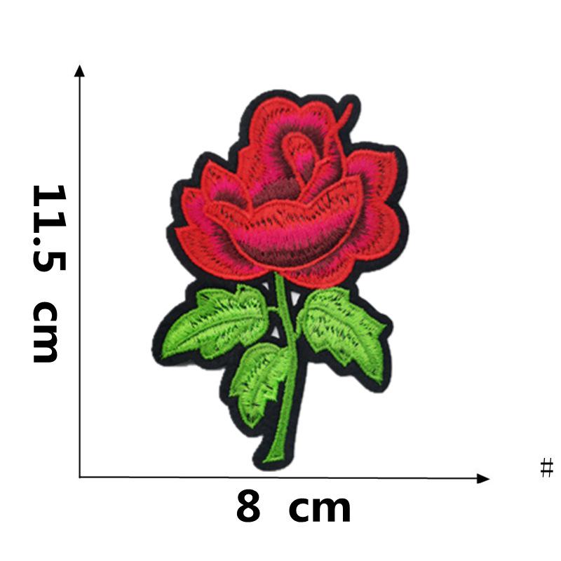 Rose Plum Blossom Embroidered Iron-On Fabric Patch for Clothing Decoration