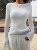 Kai Kuo 2026 Spring/Summer Y2K Style Slim Fit Bell Sleeve Woolen T-shirt for Women