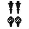 2Pairs Curtain Rod Finials 3/4 Inch Black and Hollow Out