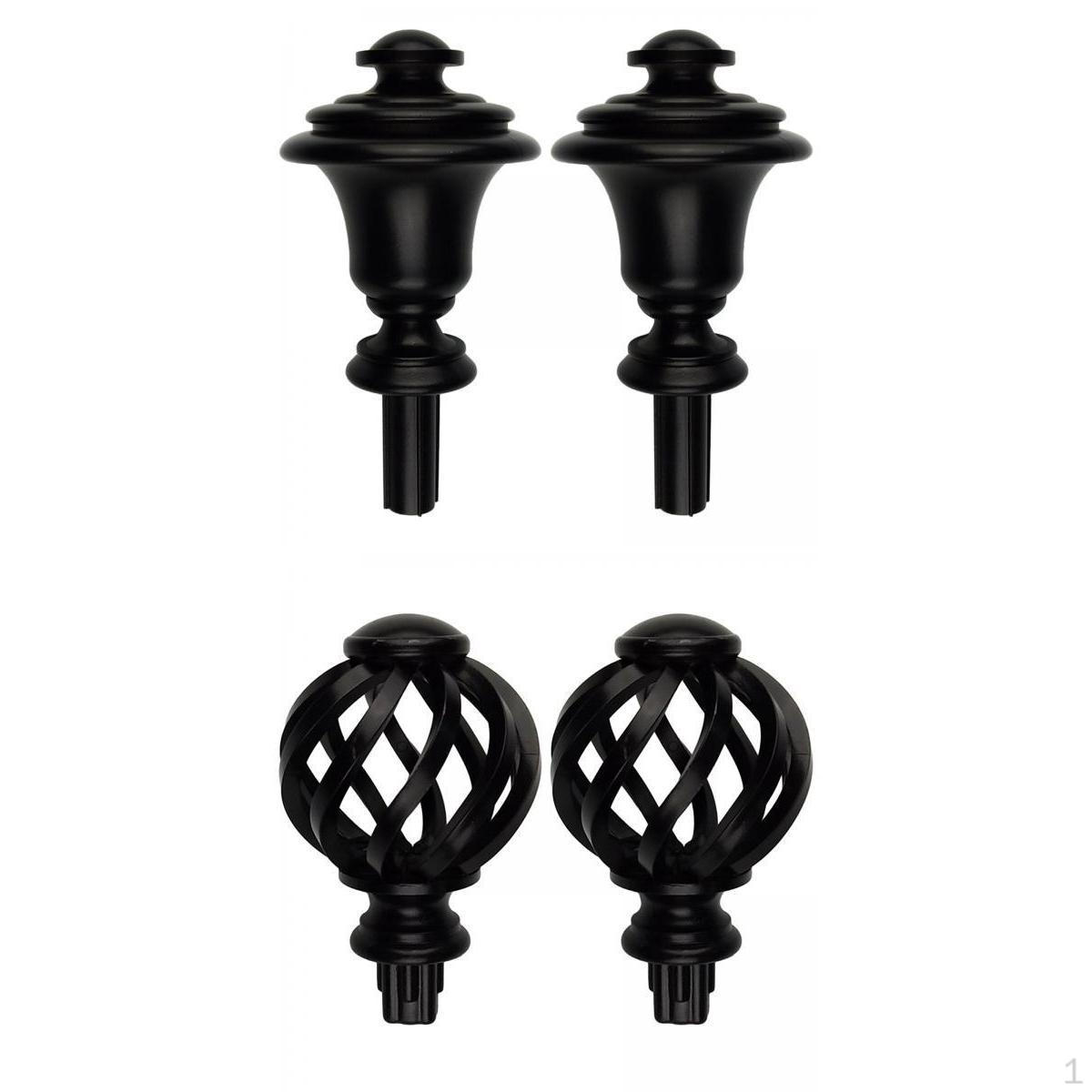

2Pairs Curtain Rod Finials 3/4 inch Black and Hollow Out