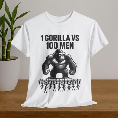 100 Männer Gegen 1 Gorilla Meme T-Shirt Lustiges Gorilla Kampf T-Shirt Sommer Baumwolle Mode Locker Herren und Damen Muster T-Shirt