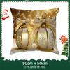 Golden Christmas Decor Pillowcase Printed Polyester 40/45/50Cm Throw Pillowcover Decorative Sofa Cushion Pillowslip Home Decor