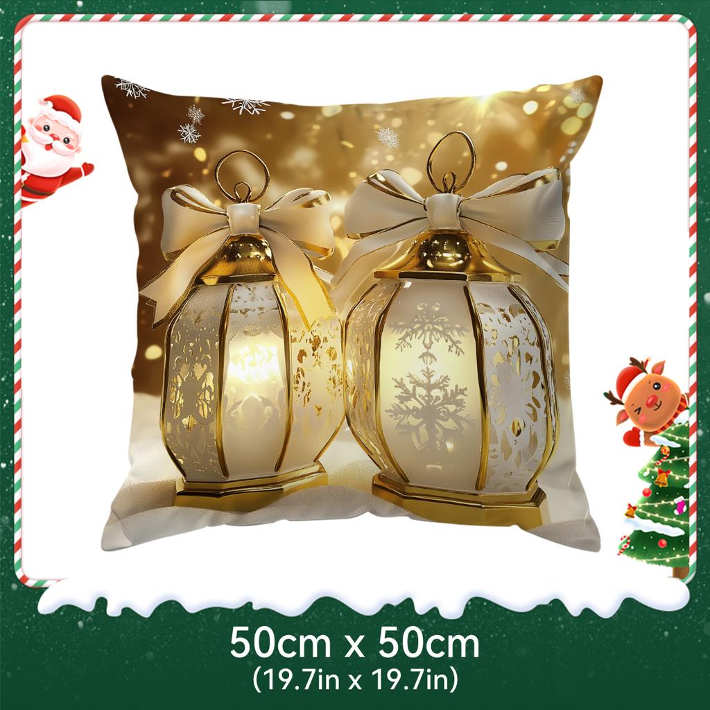 Golden Christmas Decor Pillowcase Printed Polyester 40/45/50Cm Throw Pillowcover Decorative Sofa Cushion Pillowslip Home Decor
