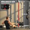 Power Cage, Power Rack with Adjustable Cable Pulley System, Pull-Up Bar, Dip Station, Landmine