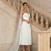 European and American Style Tube Top Wedding Dress Women's New Simple Pleated A-shaped Skirt Bride Wedding White Dress Looks Thin