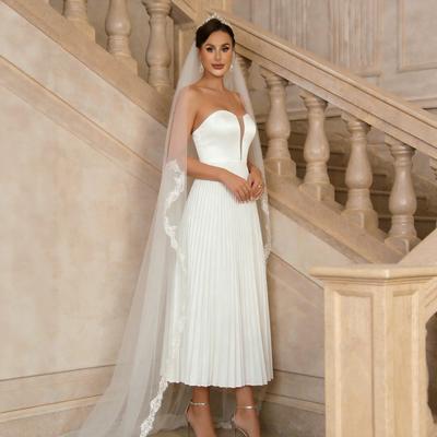 Robe de mariée bustier style européen et américain pour femme, nouvelle robe de mariée blanche simple plissée en forme de A, aspect amincissant
