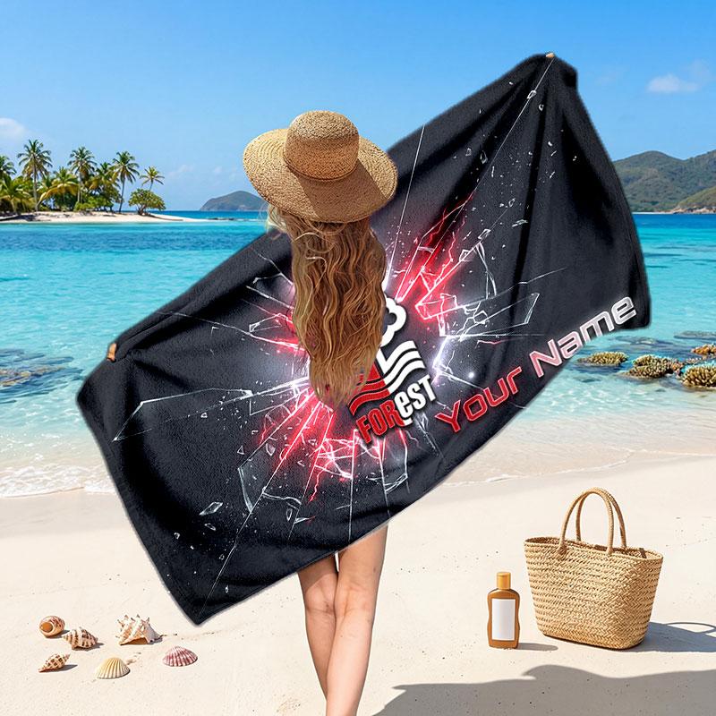 Nottingham Forest Custom Beach Towel, Personalized Name Text Print, Football Logo Soft Quick‑Dry Towel Holiday Gift