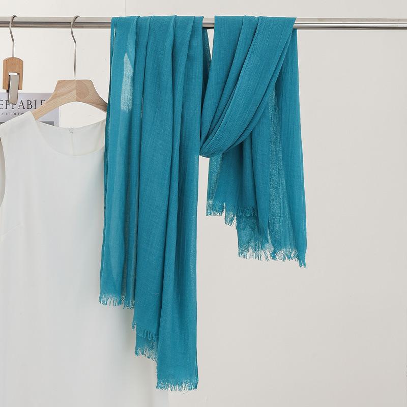 Monochrome Thin Scarf Women'S Sunscreen Shawl Solid Color Simple Imitation Cotton And Linen Silk Scarf High-End Yarn