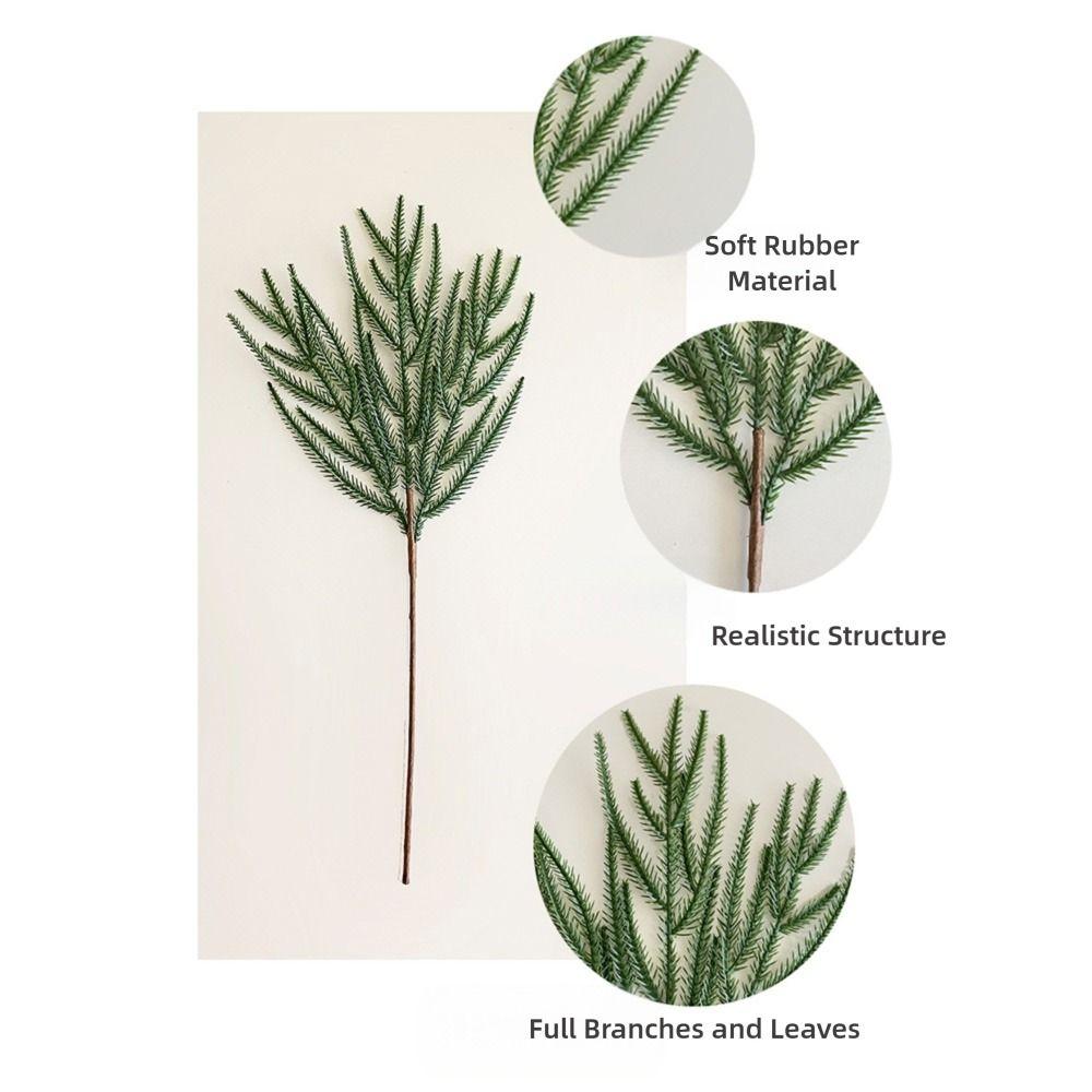 5PCS Green Artificial Norfolk Pine Branches 3/5 Forks Plastic Simulation Ceder Branches DIY Wreath Accessories