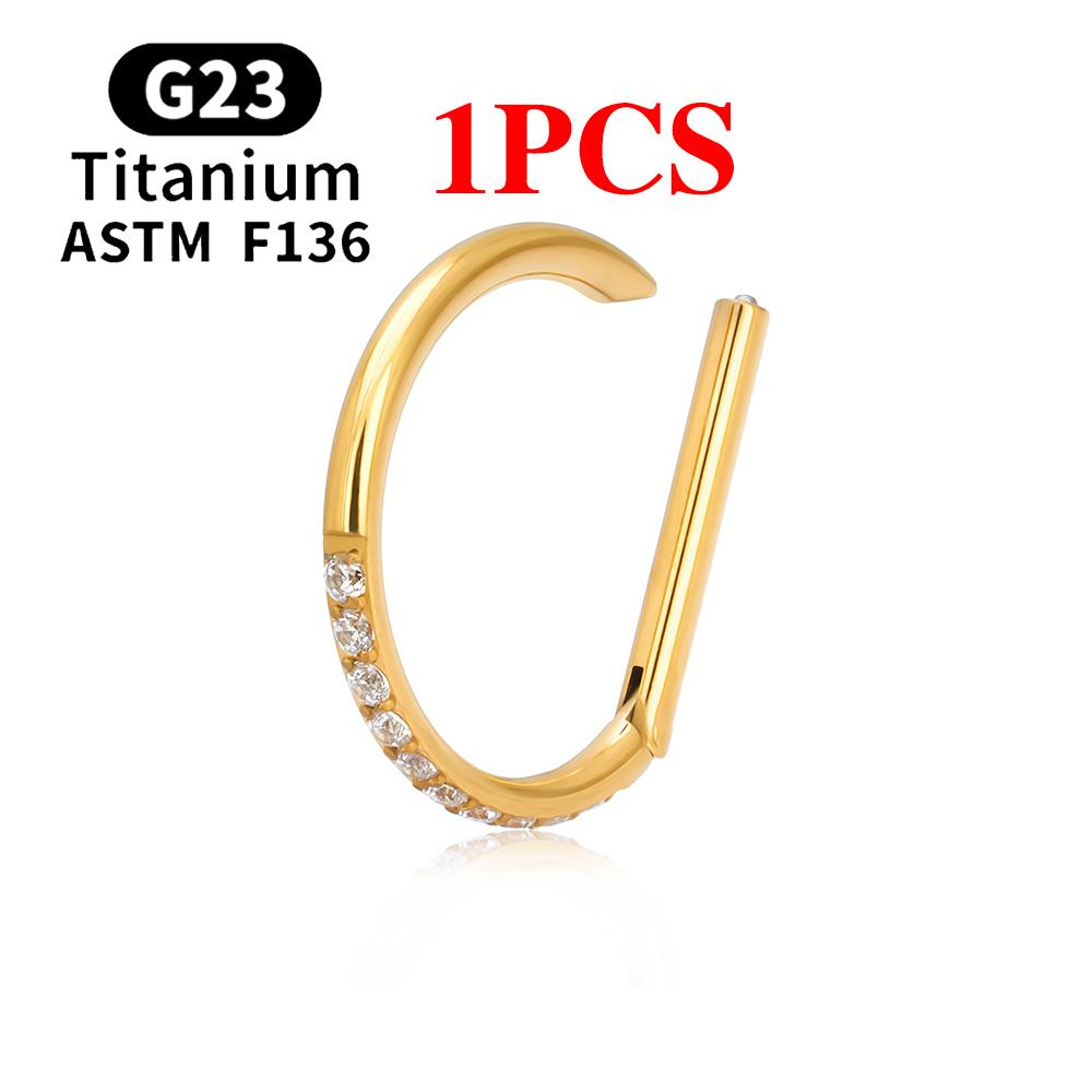 1/10 Stück F136 G23 Titan Nasenpiercing Ring D-Form Scharnier Segment CZ 16G Clicker Knorpel Tragus Helix Ohrringe Körperschmuck