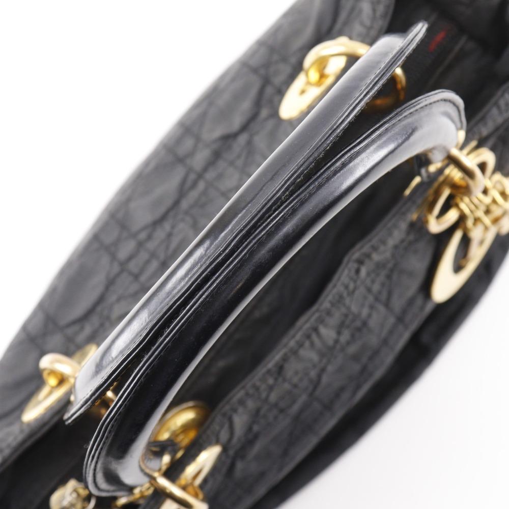 Dior Lady Dior Handbag Canage 2WAYShoulder black Nylon Women Used