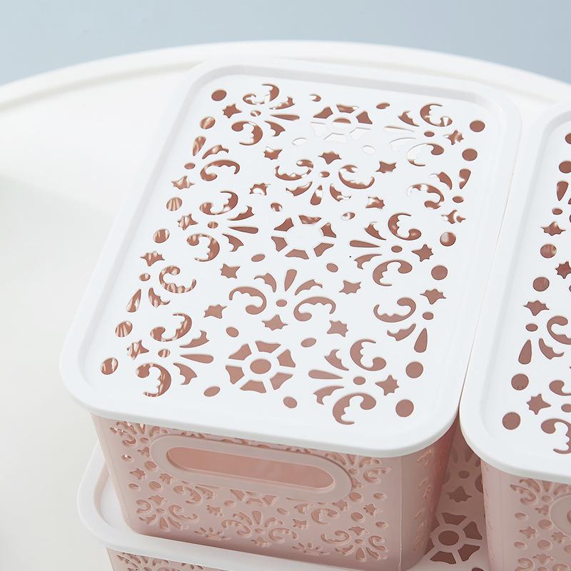 Hollow Desktop Underwear Storage Box with Lid - Plastic Drawer Organizer for Bras & Underwear