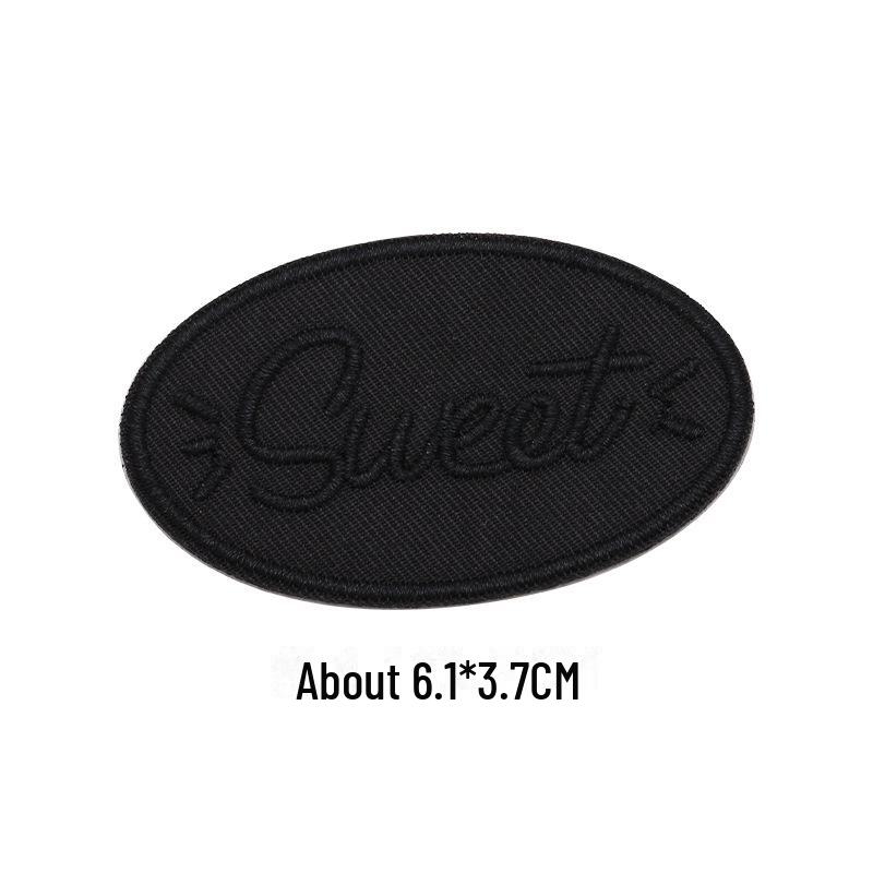 Black Self-Adhesive Embroidery Patch for DIY Clothes Repair and Decoration