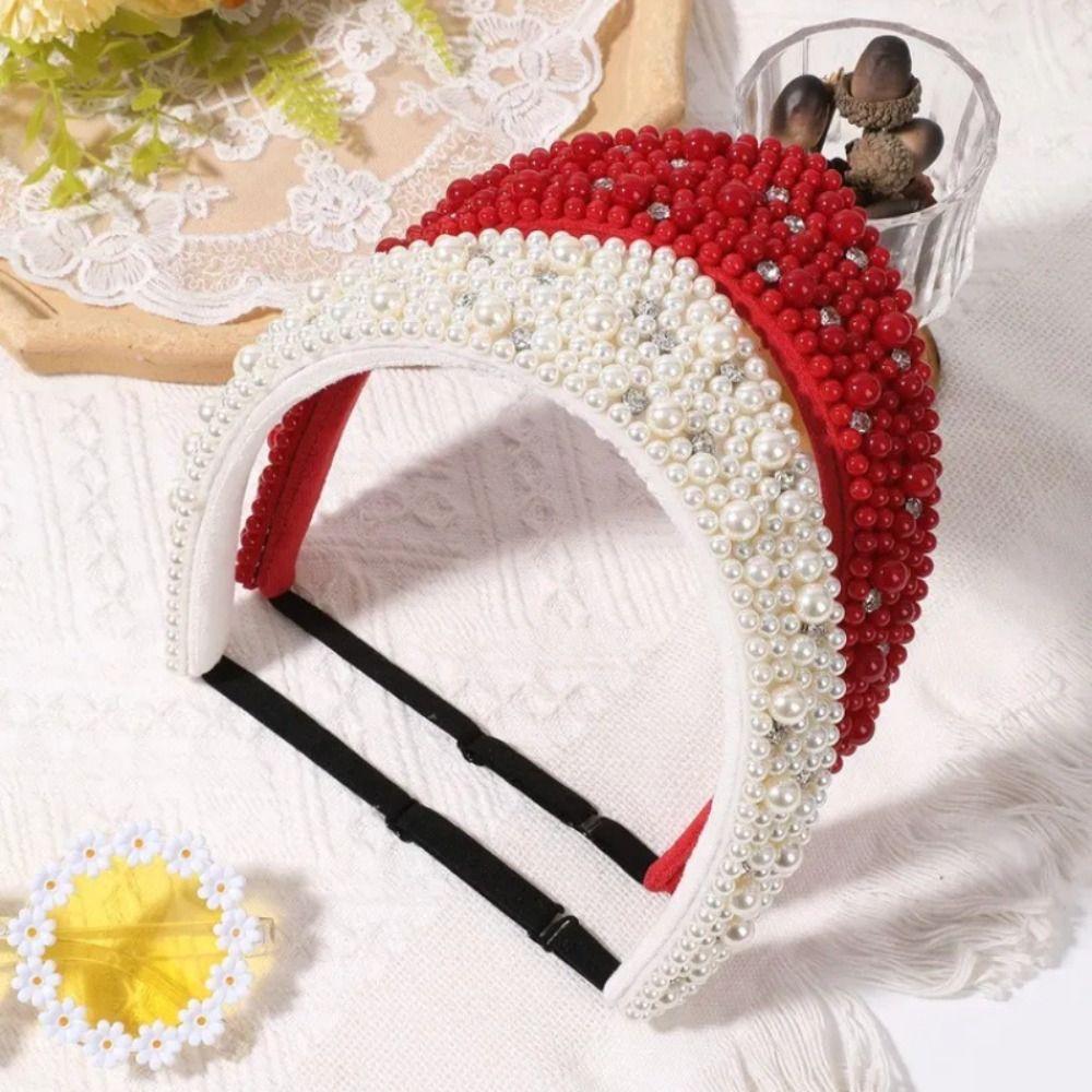 Elastic Straps Pearl Headband Rhinestone Hair Accessory Luxury Women Hair Jewelry  Party