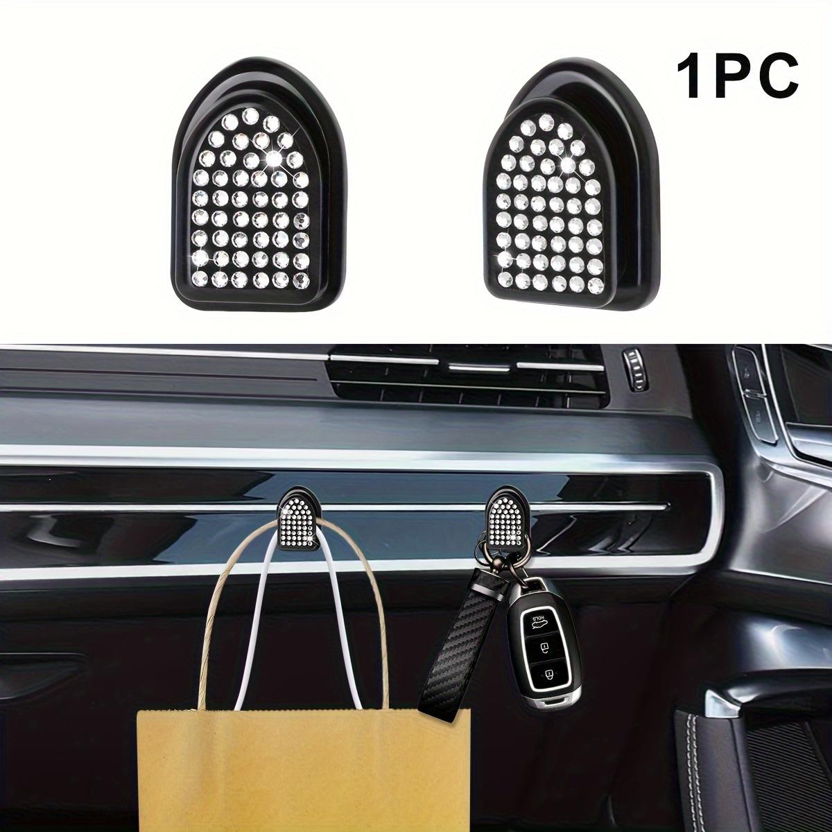 

Luxe Multi-Purpose Diamond-Embellished Hook - 1pc Self-Adhesive Rear Seat Hanging Organizer for Keys, Masks, Headphones, Cables белый