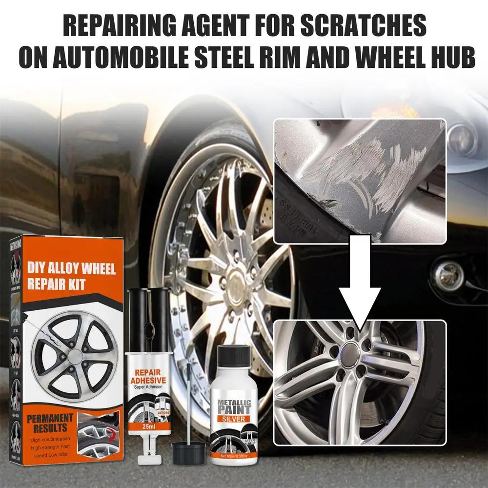 DIY Alloy Wheel Repair Kit Wheel Scratch Repair Kit Wheel Scratch Repair Kit For Damage To Alloy And Steel Wheels Auto Rim Dent