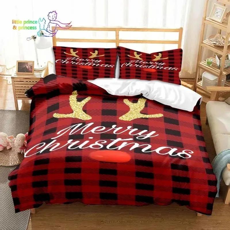 Christmas Snow Pattern With Text Bedding Set Single Twin Full Queen King Size Bed Set Aldult Boys Bedroom 3D Print