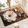 American Farmhouse Floral Doormat, 2D Wood Flower & Butterfly Non-Slip Home Entryway Rug  Floor Mat Kitchen Mat Door Mat