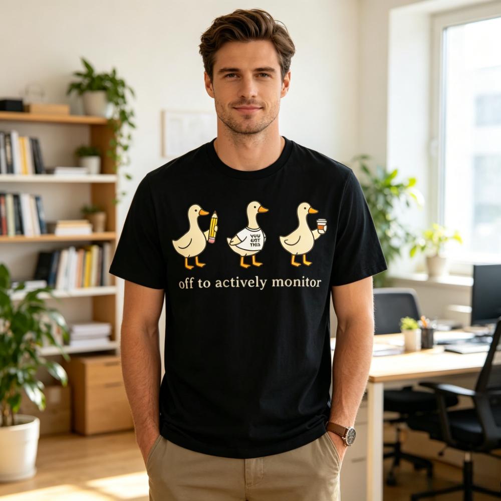 2026 Off To Actively Monitor Testing Day Goose TShirt Teacher Meme Graphic Tee Unisex Gift Apparel for Educators Men Clothing