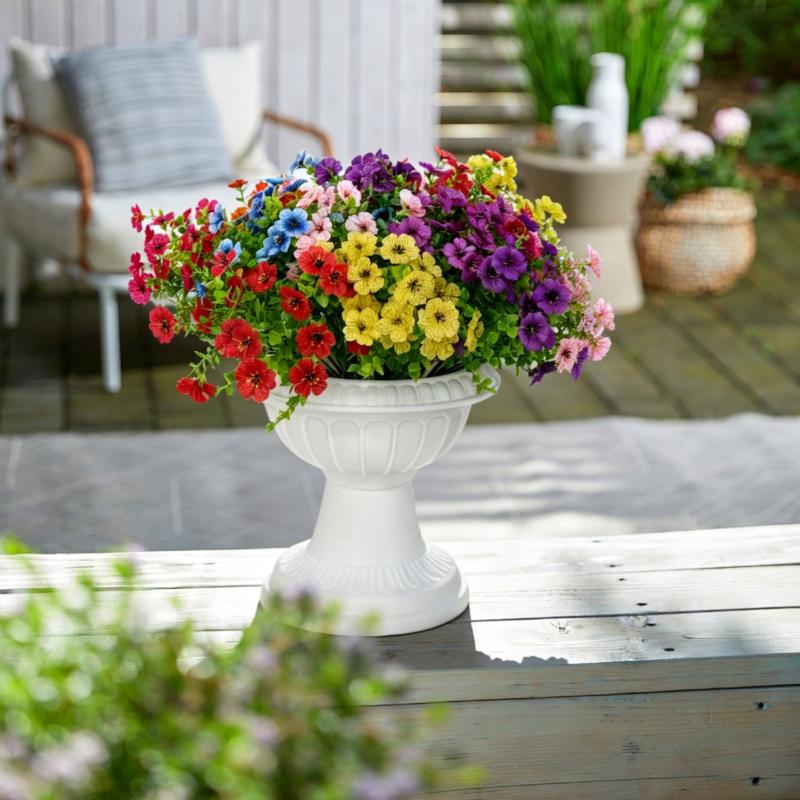 2Pcs Artificial Violet Flowers Faux Silk Bouquets Realistic Fake Plants for Living Room Home Wedding Event Table Decor