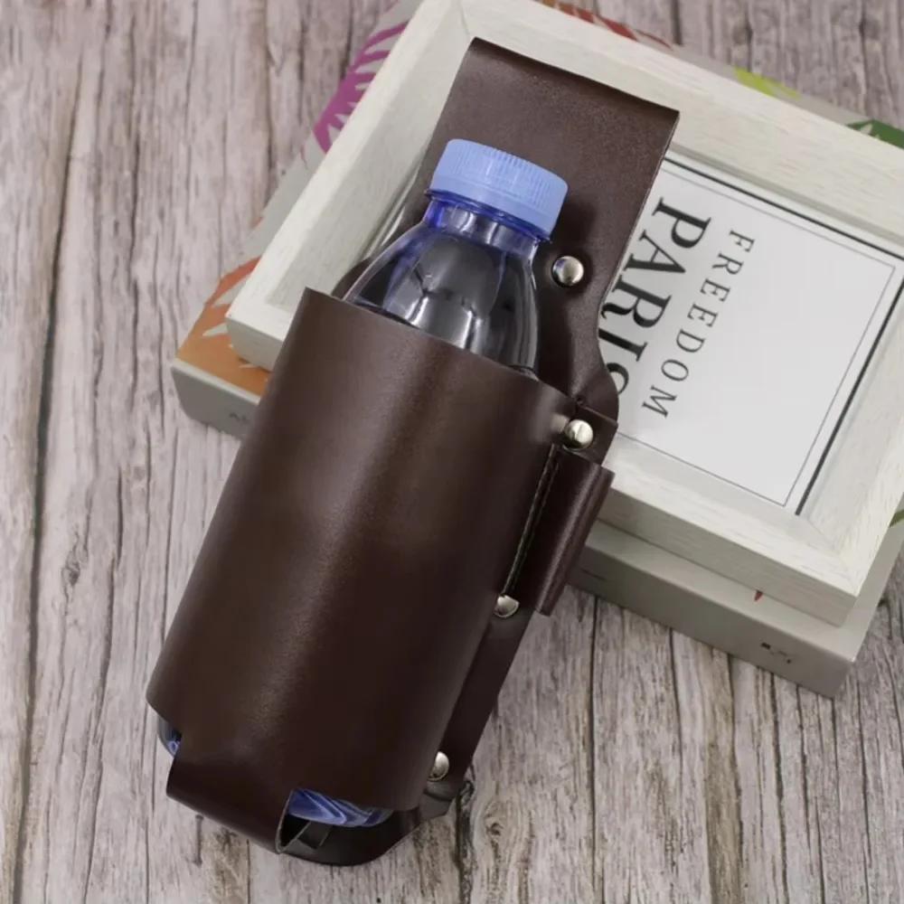 PU Leather Beer Bottle Waist Holster Waist Hanging Style Portable Wine Bottles Beverage Holder with Pen Holder