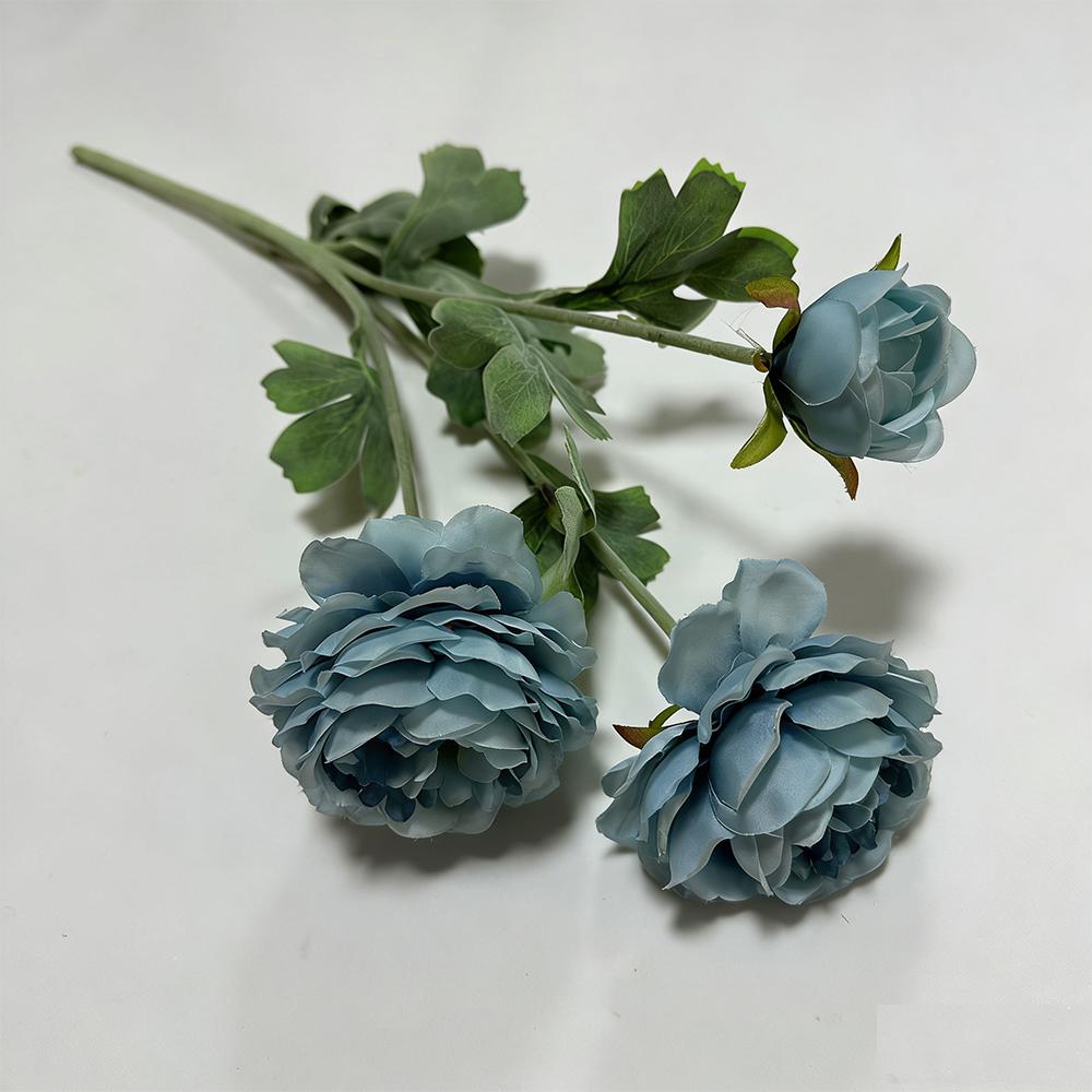 

High Quality Artificial Peony Flower with Flocked Stem 51cm Tall Silk Fake Flower for Home Table Decoration синій