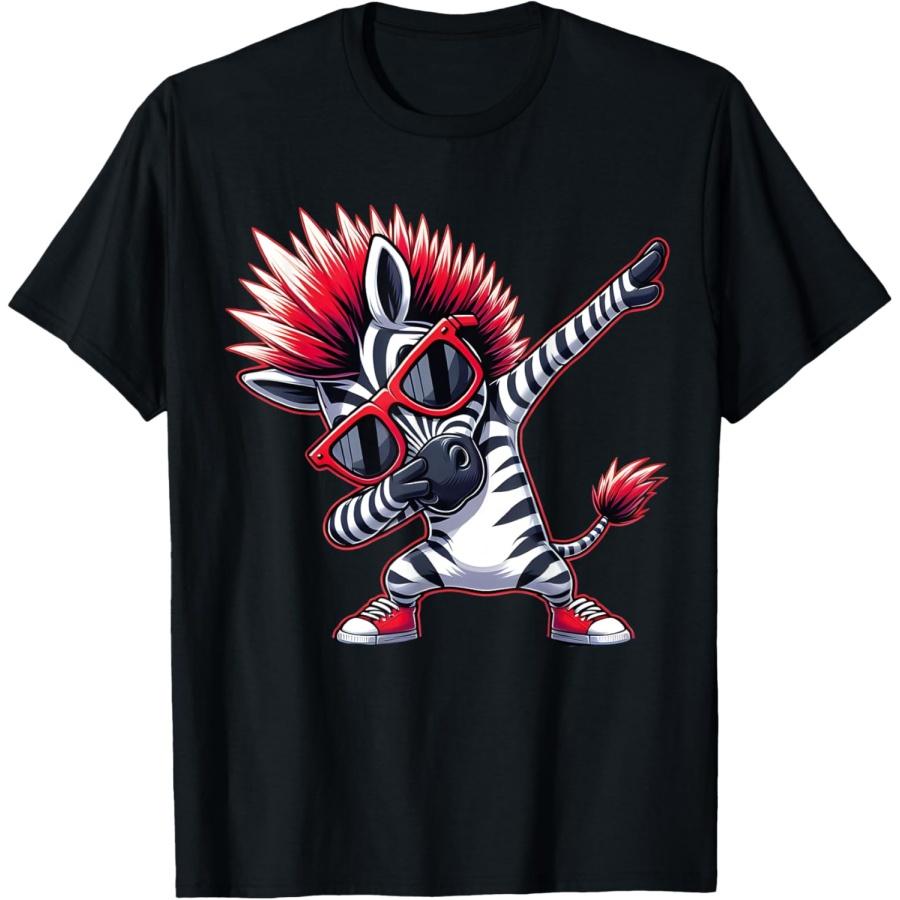 Смешная зебра в очках, делающая даб. Крутое животное. Футболка с забавной зеброй S
