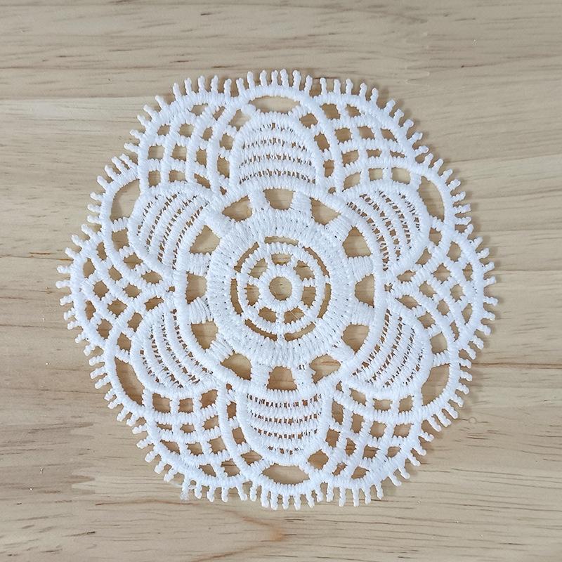 White Vintage Water-soluble Lace Small Coaster Cloth Sticker Clothes Decoration Patch Sticker DIY Hollow Embroidery Fabric Patch Accessories