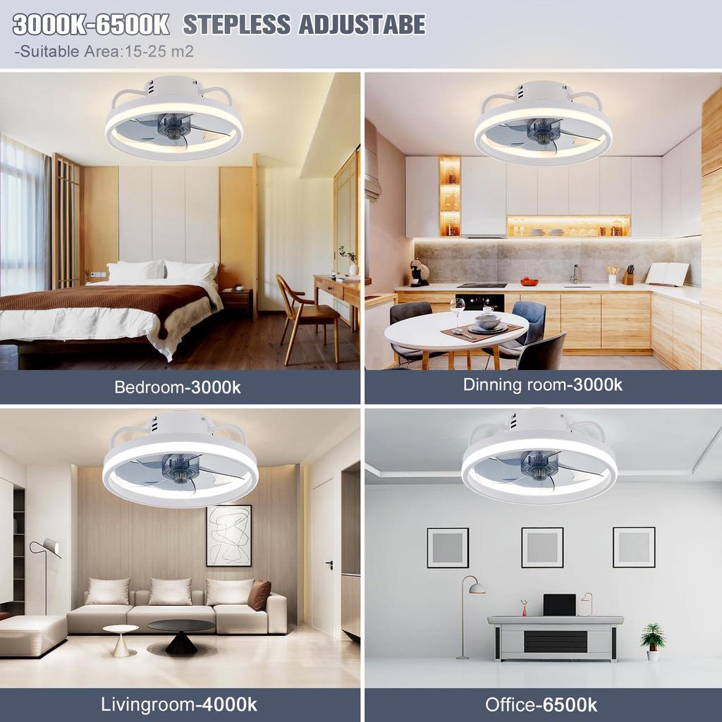 Simple Round Ceiling Fan Light for Bedroom, Wide Voltage 85-265V