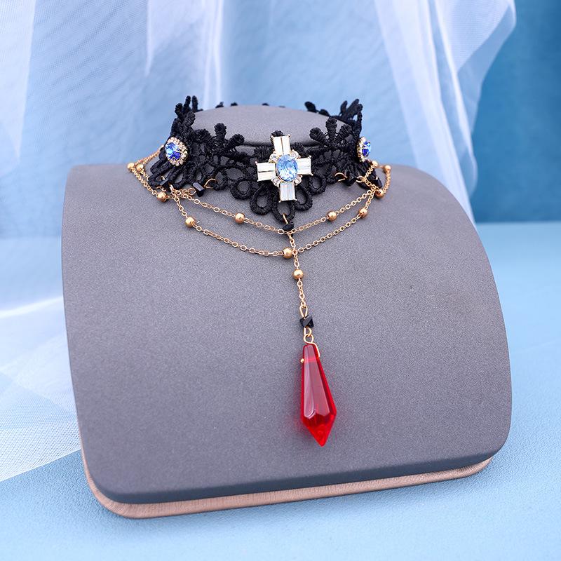 Women s Halloween Black Lace Masquerade Mask with Feather Necklace Accessory