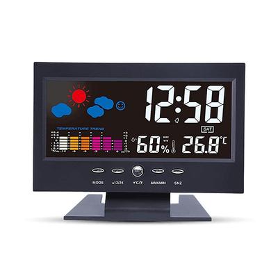 Sprachsteuerung, Hintergrundbeleuchtung, digitale Wetteruhr, Datum, Woche, Temperatur, Luftfeuchtigkeit, Wettervorhersage, Countdown, 12/24 Stunden, elektronische Uhr