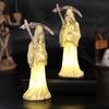 Halloween Scythe Night Light, Grim Reaper LED Desktop Decor, Warm Glow Ornament for Spooky Party Home