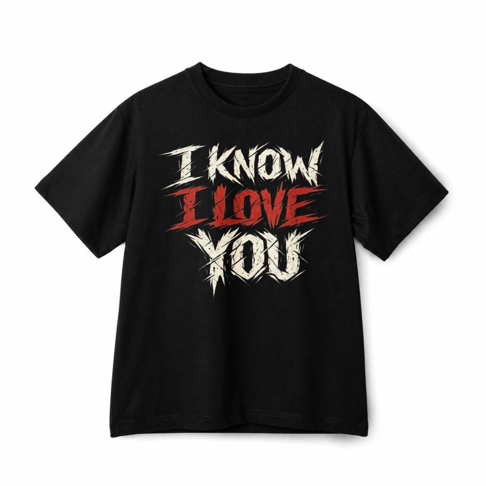 I Know I Love You Bold Text Romantic Casual Cotton T-Shirt Unisex Casual T-Shirt XXXL