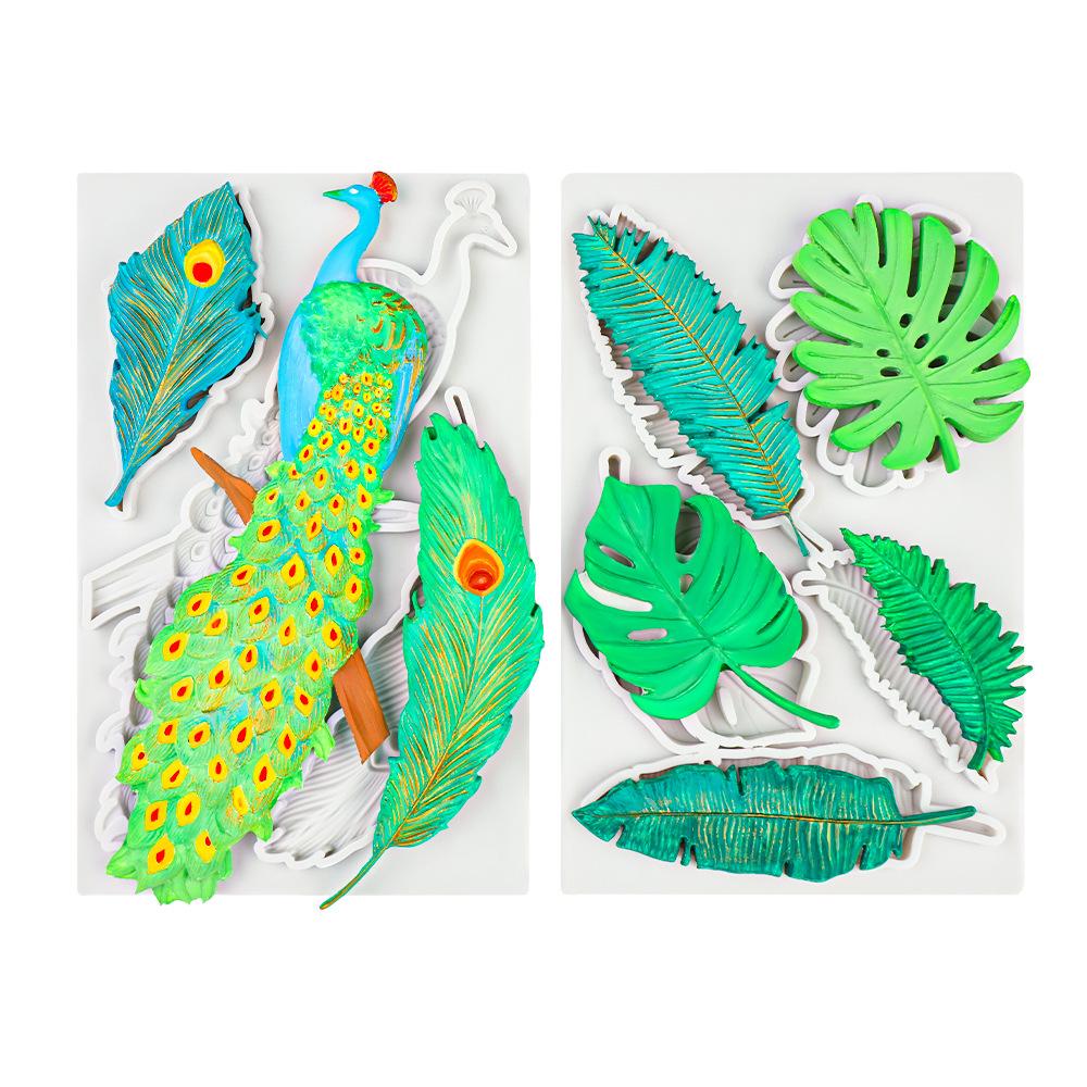 Feather Turtle Maple Back Leaf Peacock Shaped Silicone Mold for Baking Cakes Chocolate and Home Decor Mould