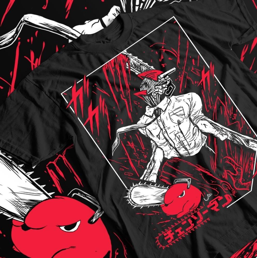 Chainsaw Man T-Shirt Chainsaw Man Anime CSM Denji Power Black Shirt All Size