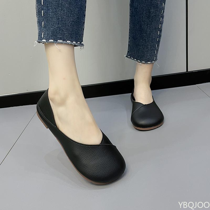 Women's Round Toe Flats Casual Leather Loafers Ballet Shoes Ladies Slip On Cute Flats Nurse Shoes Sneakers Plus Size Zapatillas