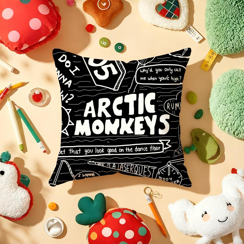 Cushion Cover Plush Fabric Soft DoubleSided Printed Sofa Warm Winter Home Gift Pillow Cover AArctic MMusic Monkeys