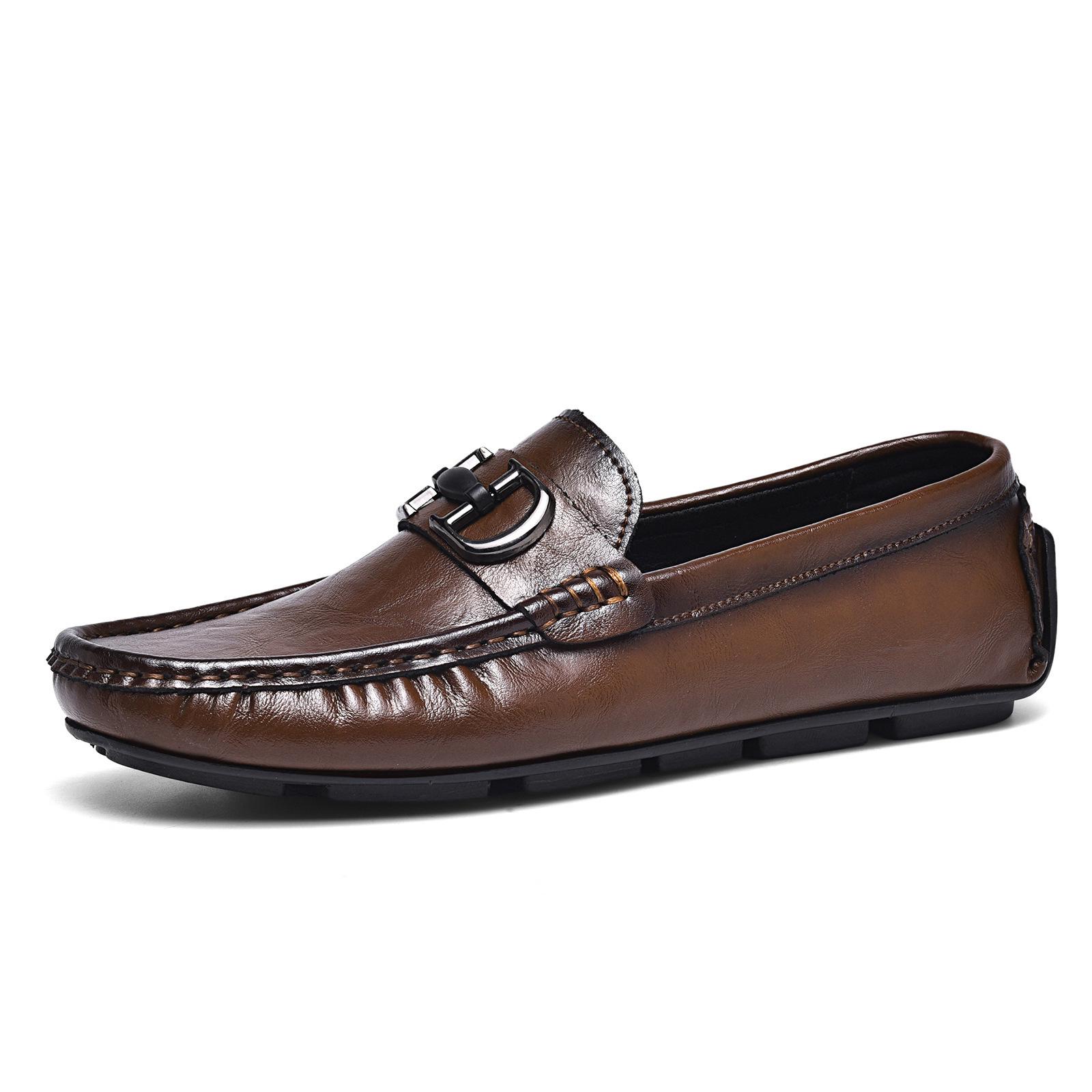 Crocodile Pattern Leather Moccasins - Men s Casual British Driving Shoes 41
