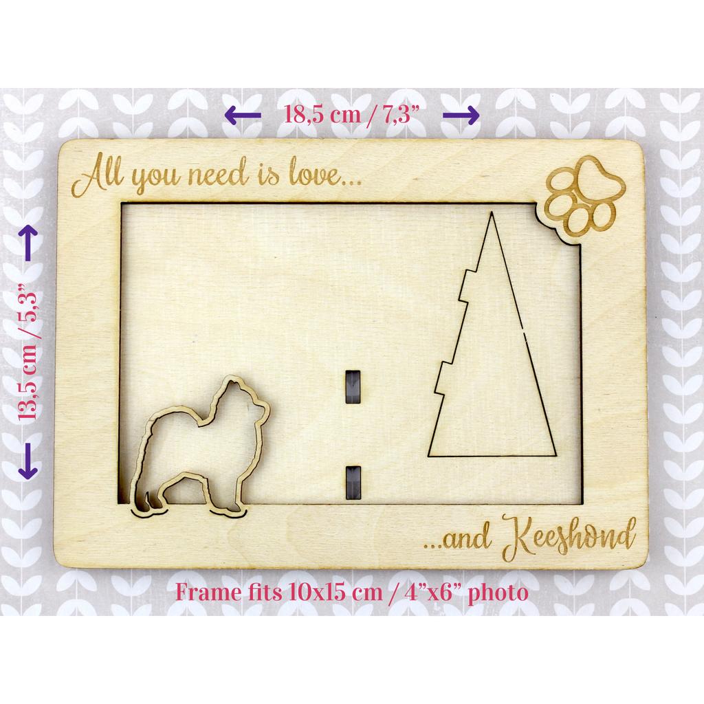 Keeshond, Dutch Barge Dog, Smiling Dutchman – Photo frame, engraved wooden frame | Art-Dog