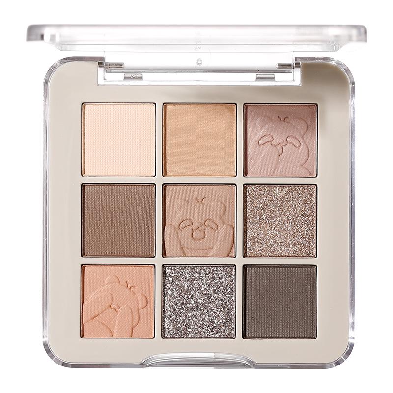 xixi Bear Di Rongrong Nine-Color Eyeshadow: Natural Matte & Shimmer, Beginner-Friendly